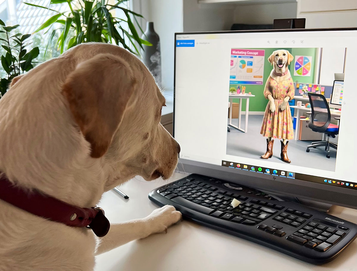 Unser Agenturhund Pippa generiert ein KI Bild